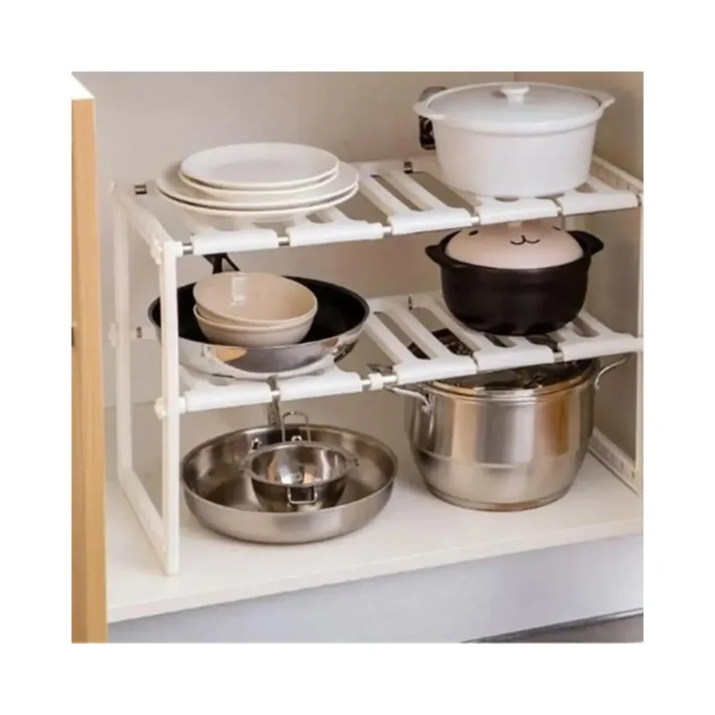 Organizador Doble de Acero Inoxidable con Estante Ajustable - Imagen 3