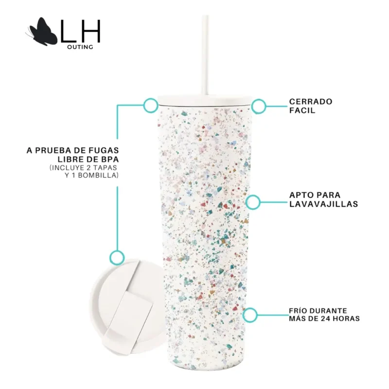 Vaso Térmico 700ml con 2 Tapas - Confeti - Imagen 2