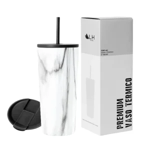 Vaso Térmico 700ml con 2 Tapas - Marmoleado