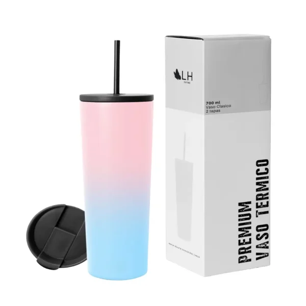 Vaso Térmico 700ml con 2 Tapas - Pink Blue