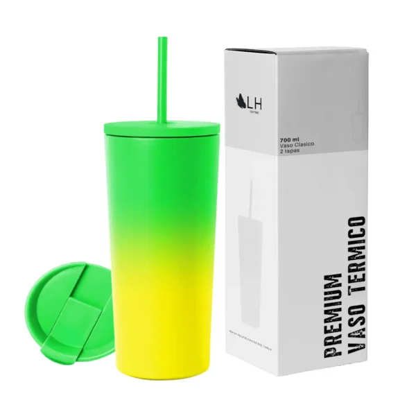 Vaso Térmico 700ml con 2 Tapas - Verde Limon