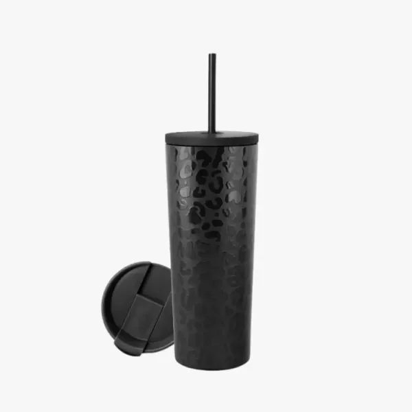 Vaso Térmico 700ml con 2 Tapas - Negro Leop - Imagen 5