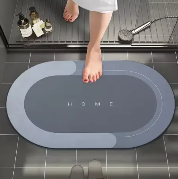 Alfombra De Baño Absorbente Antideslizante Secado Rápido Circular - Imagen 2