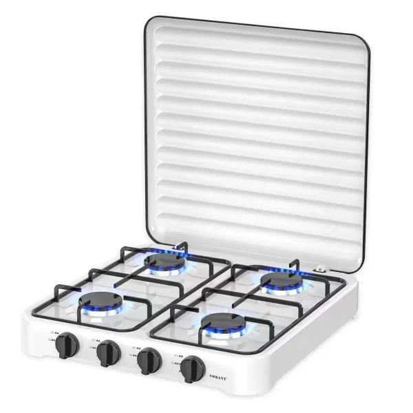 Cocina De Gas Con Tapa De Acero 4 Platos