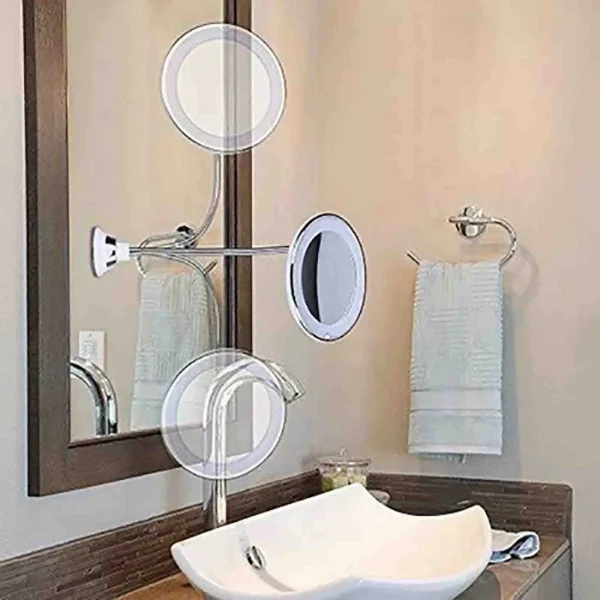 Espejo Portátil para Maquillaje con Luz LED y Aumento 10X - Imagen 3