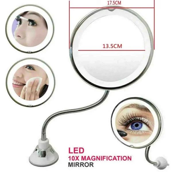 Espejo Portátil para Maquillaje con Luz LED y Aumento 10X - Imagen 5