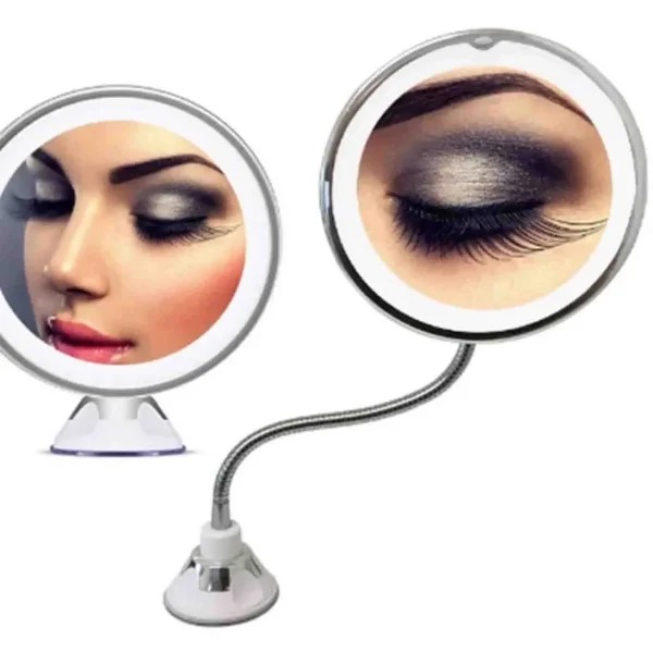 Espejo Portátil para Maquillaje con Luz LED y Aumento 10X - Imagen 2