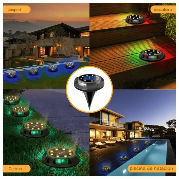 Kit 4 Estaca Solar Para Jardines RGB - Imagen 3