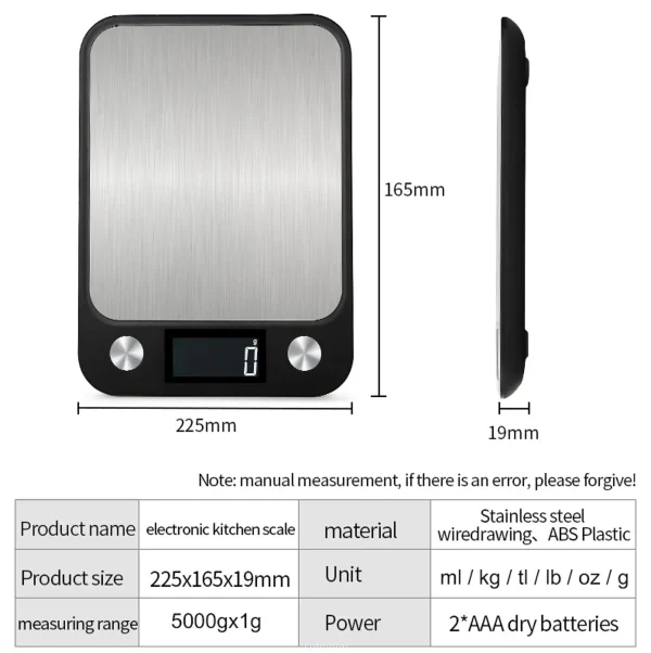 Pesa Báscula De Cocina De 15Kg/1g - Imagen 3