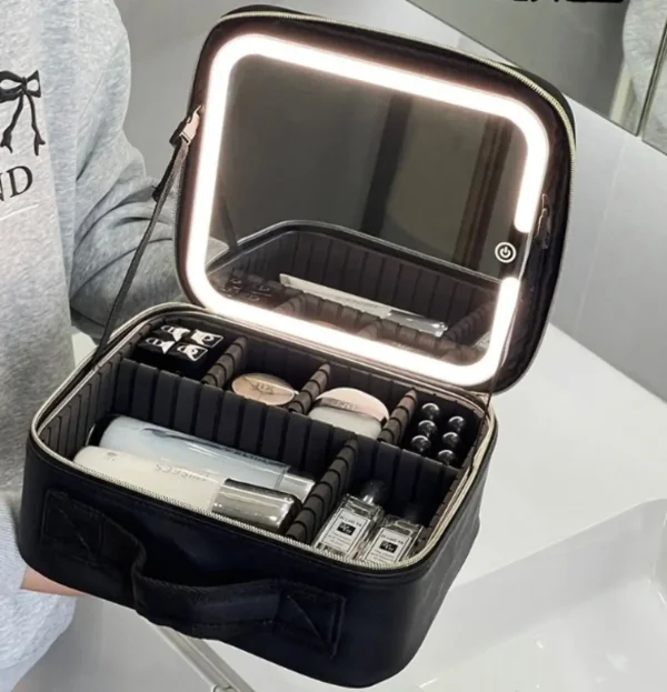 Estuche De Maquillaje Inteligente Espejo con Luces LED Ajustables y Batería Recargable - Imagen 2