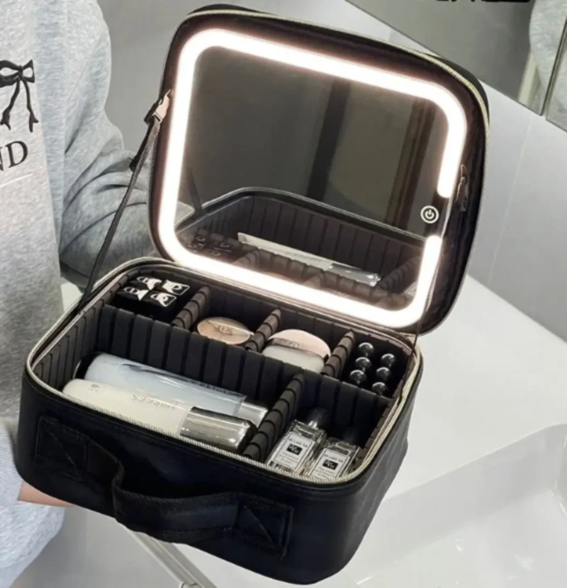 Estuche De Maquillaje Inteligente Espejo con Luces LED Ajustables y Batería Recargable - Imagen 2
