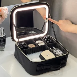 Estuche De Maquillaje Inteligente Espejo con Luces LED Ajustables y Batería Recargable