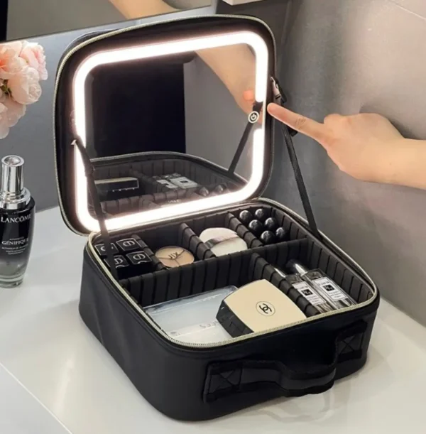 Estuche De Maquillaje Inteligente Espejo con Luces LED Ajustables y Batería Recargable