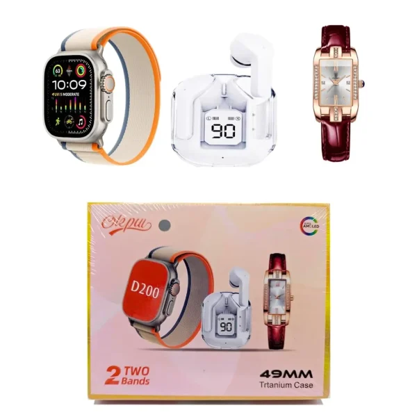 Kit SmartWatch + Reloj Analógico + Audífonos Inalámbricos
