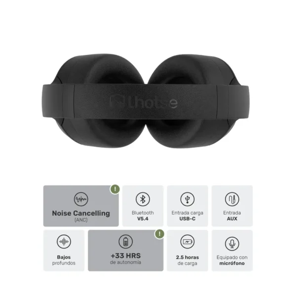 Audífonos Bluetooth con Cancelación de Ruido ANC | BeatMaster Black Inalámbricos - Imagen 5