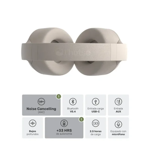 Audífonos Bluetooth con Cancelación de Ruido ANC | BeatMaster Cream Inalámbricos - Imagen 5