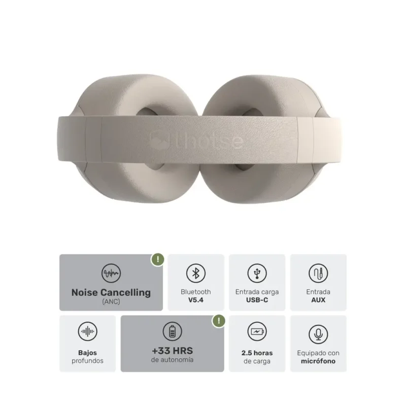 Audífonos Bluetooth con Cancelación de Ruido ANC | BeatMaster Cream Inalámbricos - Imagen 5