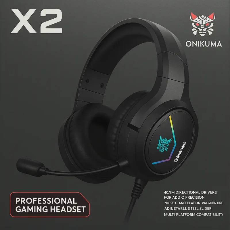 Audífonos Gamer Multiplataforma con Micrófono RGB | Onikuma X2 Sonido Envolvente 50mm