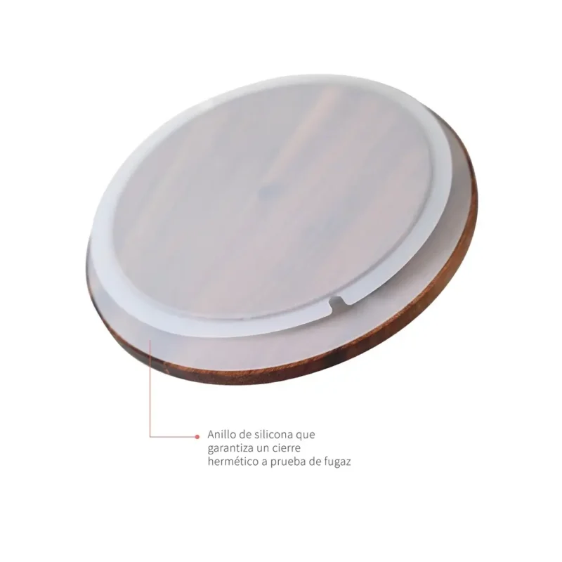 Hielera de Vidrio con Tapa de Madera y Pinzas - Imagen 2