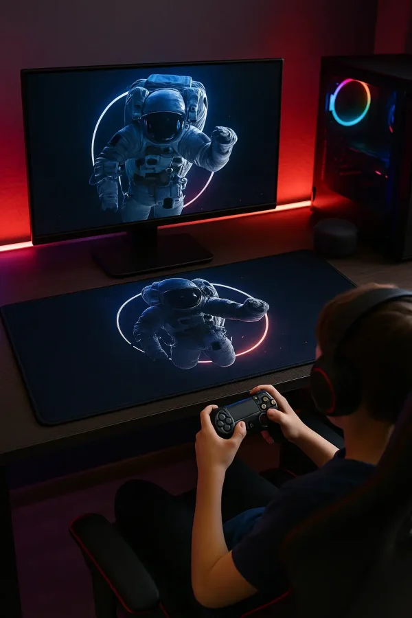 Mousepad Gamer XL Astronauta | Diseño Espacial 90x40 cm con Base Antideslizante - Imagen 2