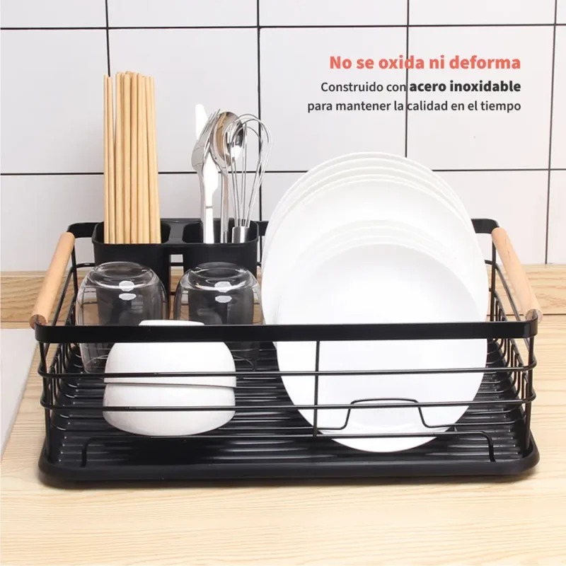 Secaplatos de Acero Inoxidable con Bandeja y Cubiertero - Imagen 2