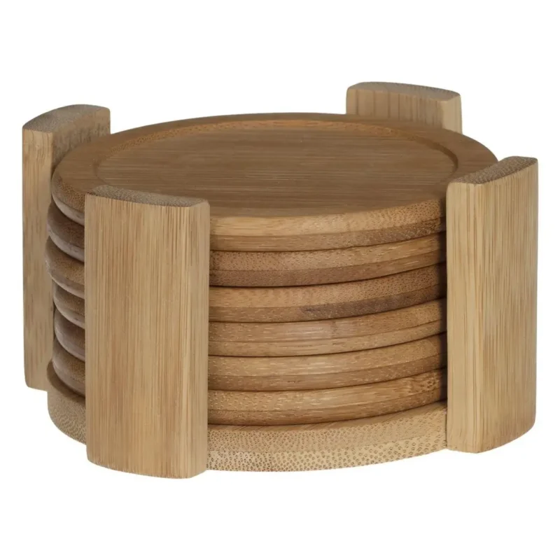 Set de 6 Posavasos de Bambú con Soporte
