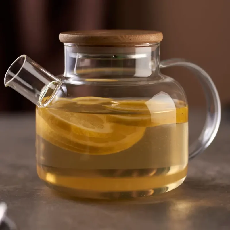 Tetera de Vidrio con Tapa de Bambú 1 Litro - Imagen 3