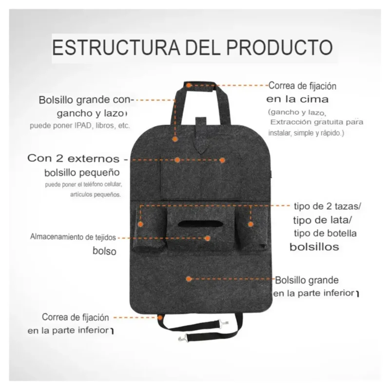 Bolsa Organizadora de Asiento para Auto - Imagen 2