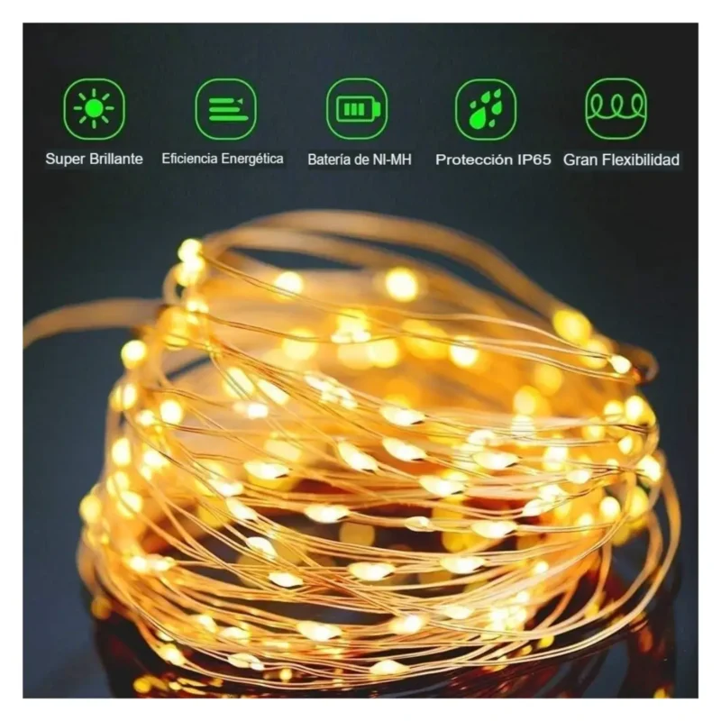 Cadena de Luces Solares 100 LED 10 M - Imagen 2