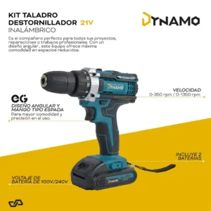 Kit Taladro Destornillador Inalámbrico Dynamo 21V