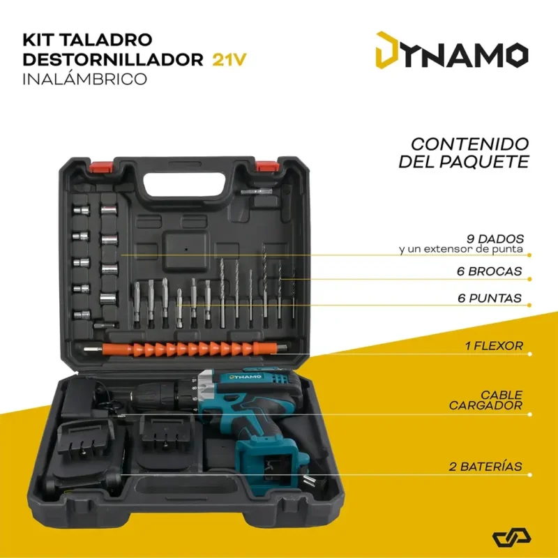 Kit Taladro Destornillador Inalámbrico Dynamo 21V - Imagen 2