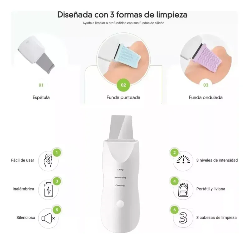Paleta Ultrasónica Limpiador Facial Profesional - Imagen 3