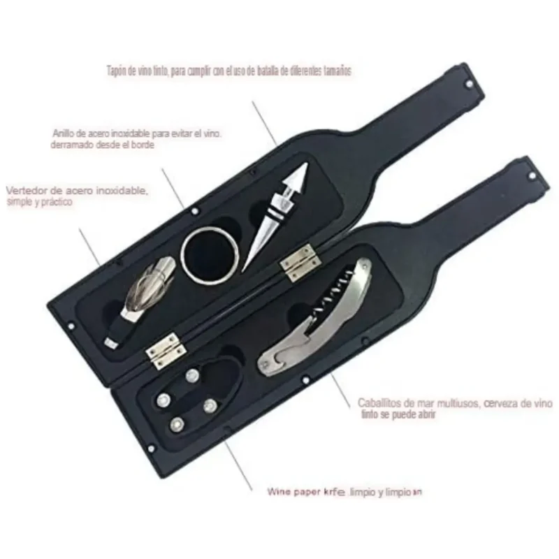 Set de Accesorios para Vino en Estuche Botella - Imagen 2