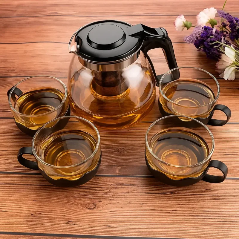 Tetera de Vidrio con Infusor de Acero + 4 Tazas - Imagen 3