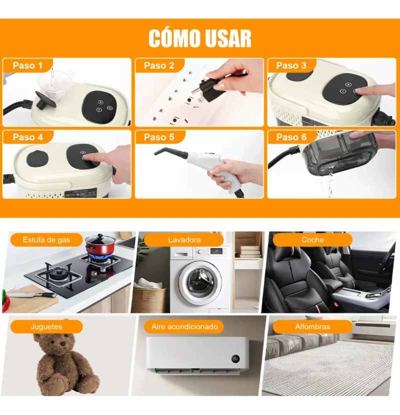 Limpiador a Vapor de Alta Presión 2500W - Imagen 7