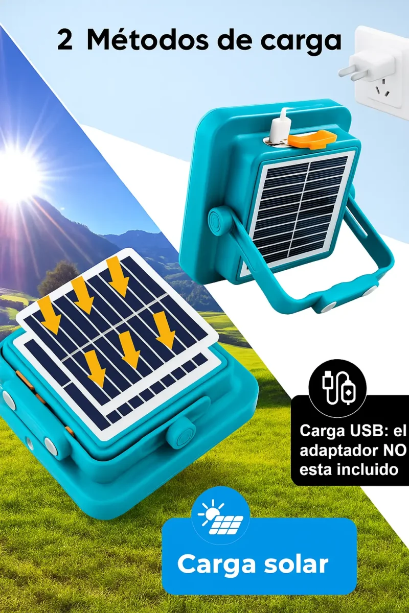 Foco LED Solar Recargable USB Portátil - Imagen 2