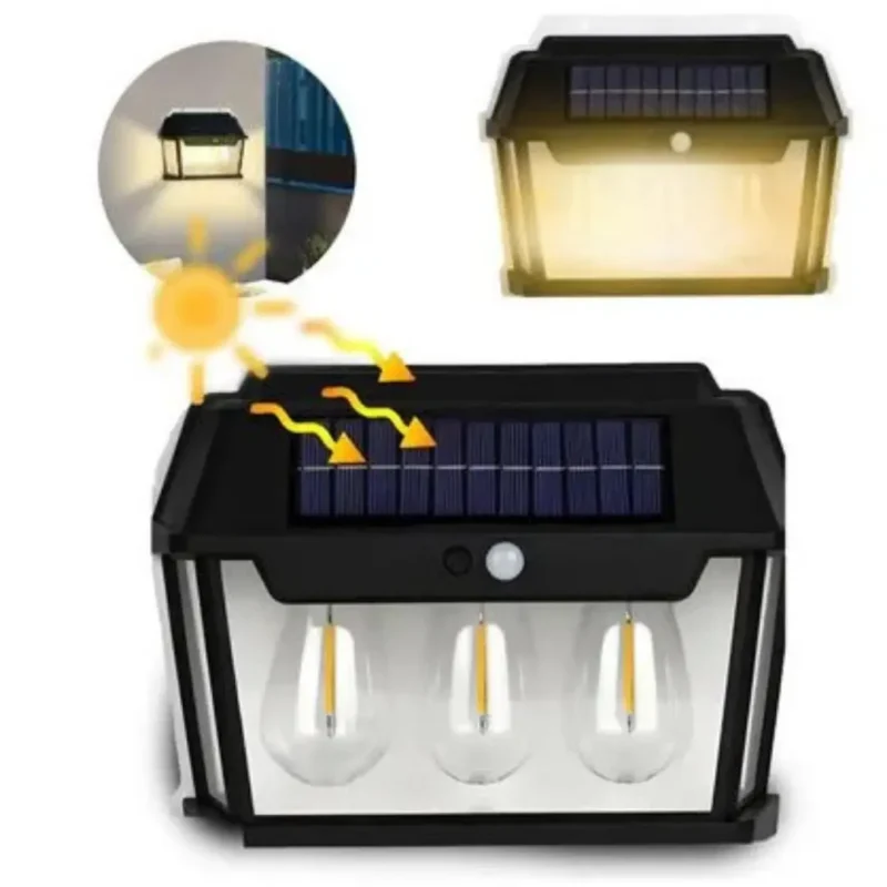 Aplique Solar de Pared con 3 Ampolletas - Imagen 2