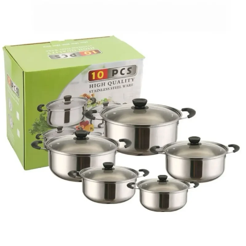Set de cocina ollas y sartenes 10 piezas – Acero inoxidable de alta calidad - Imagen 2